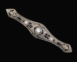 Edwardian Diamond and Sapphire Brooch 