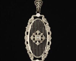Edwardian Gold and Diamond Pendant on Chain 