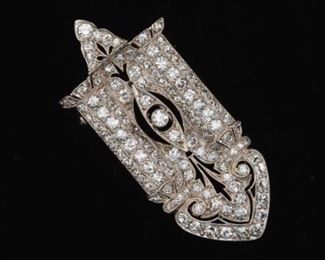 Edwardian Platinum and Diamond Brooch 