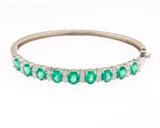 Emerald and Diamond Bangle Bracelet 