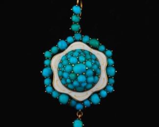 English Victorian Turquoise and Enamel Pendant 