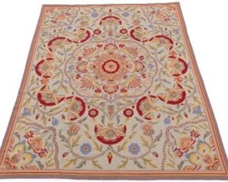 Fine Hand Knotted Aubusson Pattern Needlepoint Carpet 