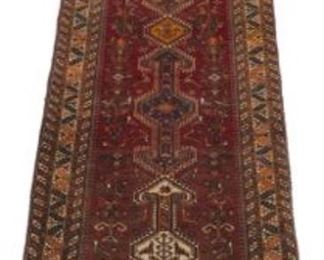 Fine SemiAntique Hand Knotted Qashghai Shiraz Pictorial Runner 