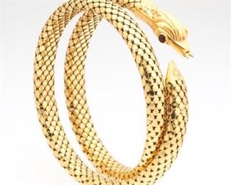 Flexible Italian Gold Coil Mesh Serpent Scale Bangle 