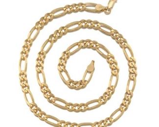 Gentlemans 14k Gold Figaro Necklace 