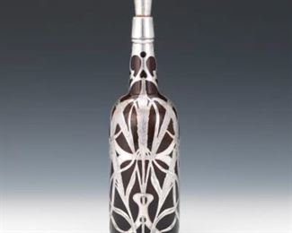 Glass Bottle with Silver Overlay