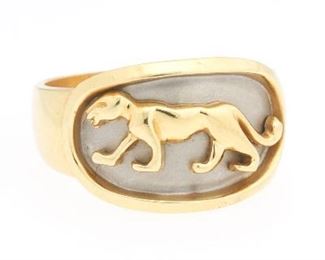 Gold Cartier Panther Style TwoTone Ring 