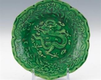 Green Glazed Dragon Dish