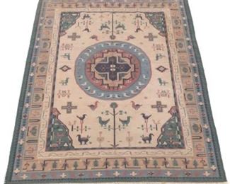 Hand Knotted Bessarabian Pictorial Kilim Carpet 