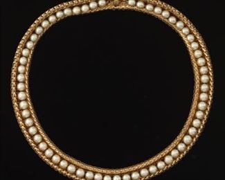 Impressive Princess Grace Style Gold and Pearl Choker Necklace 