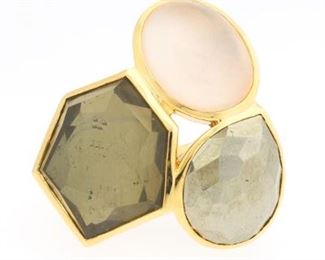 Ippolita Gold, Smoky Quartz, Black Onyx and Moonstone Ring