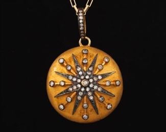 Italian Vermeil Gold on Sterling Silver and Diamond Pendant on Chain 