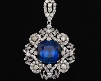 Ladies 8.79 Tanzanite and Diamond Pendant on Chain, AIG Report 