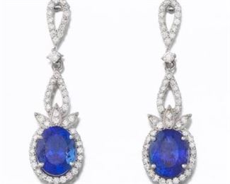 Ladies 8.84 ct Tanzanite and Diamond Pendant Earrings, AIG Report 