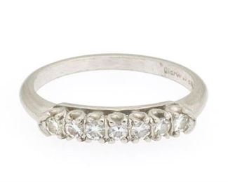 Ladies Art Deco Platinum and Diamond Band 