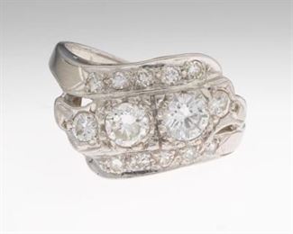 Ladies Art Deco Platinum and Diamond Ring 