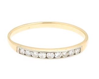 Ladies Art Deco TwoTone Gold and Diamond Band 