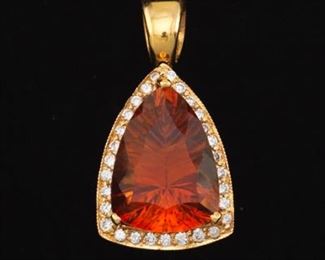 Ladies Citrine and White Sapphire Pendant