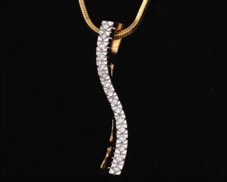 Ladies Diamond Pendant on Snake Chain 