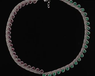 Ladies DoubleSided Ruby and Emerald Necklace 