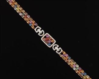 Ladies Fancy Color Sapphire and Diamond Bracelet 