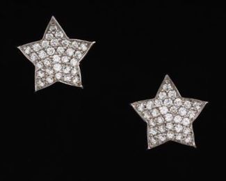 Ladies Geraro Gold and Diamond Pair of Star Earrings 