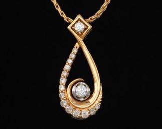 Ladies Gold and Diamond Pendant on Spiga Chain 
