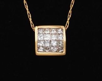 Ladies Gold and Diamond Slider on Chain 