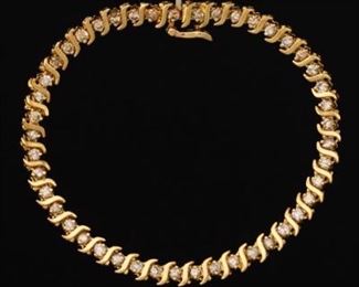 Ladies Gold and Diamond Tennis Bracelet 