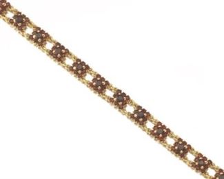 Ladies Gold and Garnet Chain Link Bracelet 