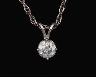 Ladies Gold Chain with Solitaire Diamond Pendant 