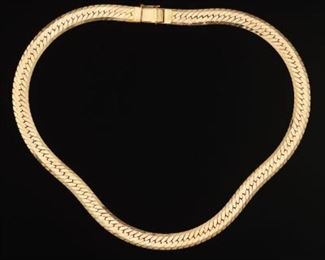 Ladies Gold Herringbone Choker Necklace 