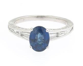 Ladies Gold, Blue Sapphire and Diamond Ring 