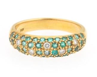 Ladies Gold, Diamond and Emerald Band 