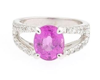Ladies Gold, Pink Sapphire and Diamond Ring 