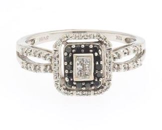 Ladies Gold, White and Black Diamond Ring 