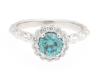 Ladies Harout R Gold, Blue and White Diamond Ring 