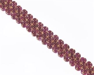 Ladies Intricate Ruby Lace Strap Bracelet 