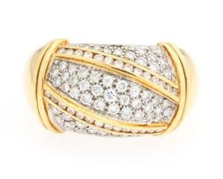 Ladies Italian Gold and Diamond Dome Ring 