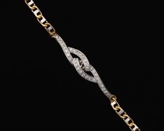 Ladies La Pepita Italian Gold and Diamond Bracelet 