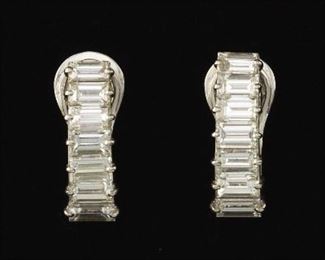 Ladies Platinum and Diamond Pair of Ear Clips 