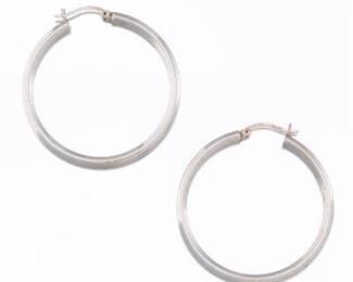 Ladies Polished Gold Hoop Pair of Earrings 