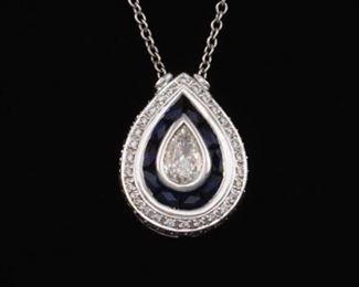 Ladies Sapphire and Diamond Pendant 