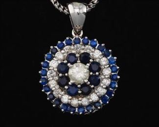 Ladies Sapphire and Diamond Pendant on Fancy Chain, AIG Report 