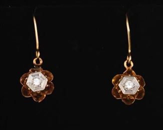 Ladies Victorian TwoTone Gold Pair of Earrings 