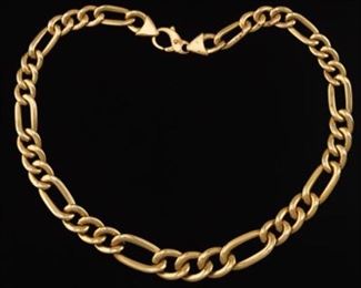 Ladies Vintage Italian Gold Graduated Figaro Chain Necklace 