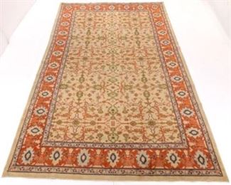 Large Vintage Hand Knotted Ivory Tabriz Carpet 