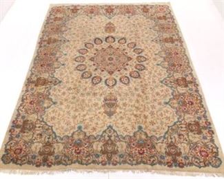 Near Antique Unusual Fine Hand Knotted Signed Kashan Sanie Carpet, ca. 1940s 
