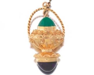 Oversize Charm with Chalcedony and Amethyst 