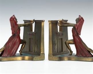Pair of Art Deco Ronson Cold Painted Bronze Bookends